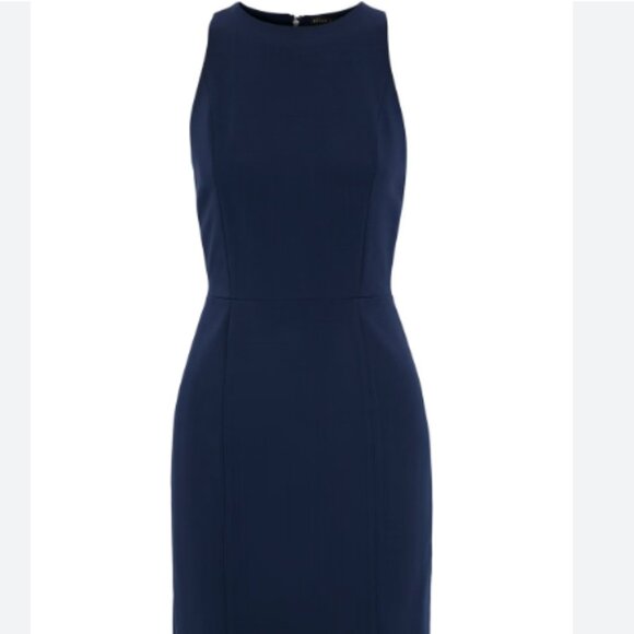 Alice & Olivia Classic Sleeveless High Neck Sheath Dress in Navy Blue Size 10 - Picture 10 of 10